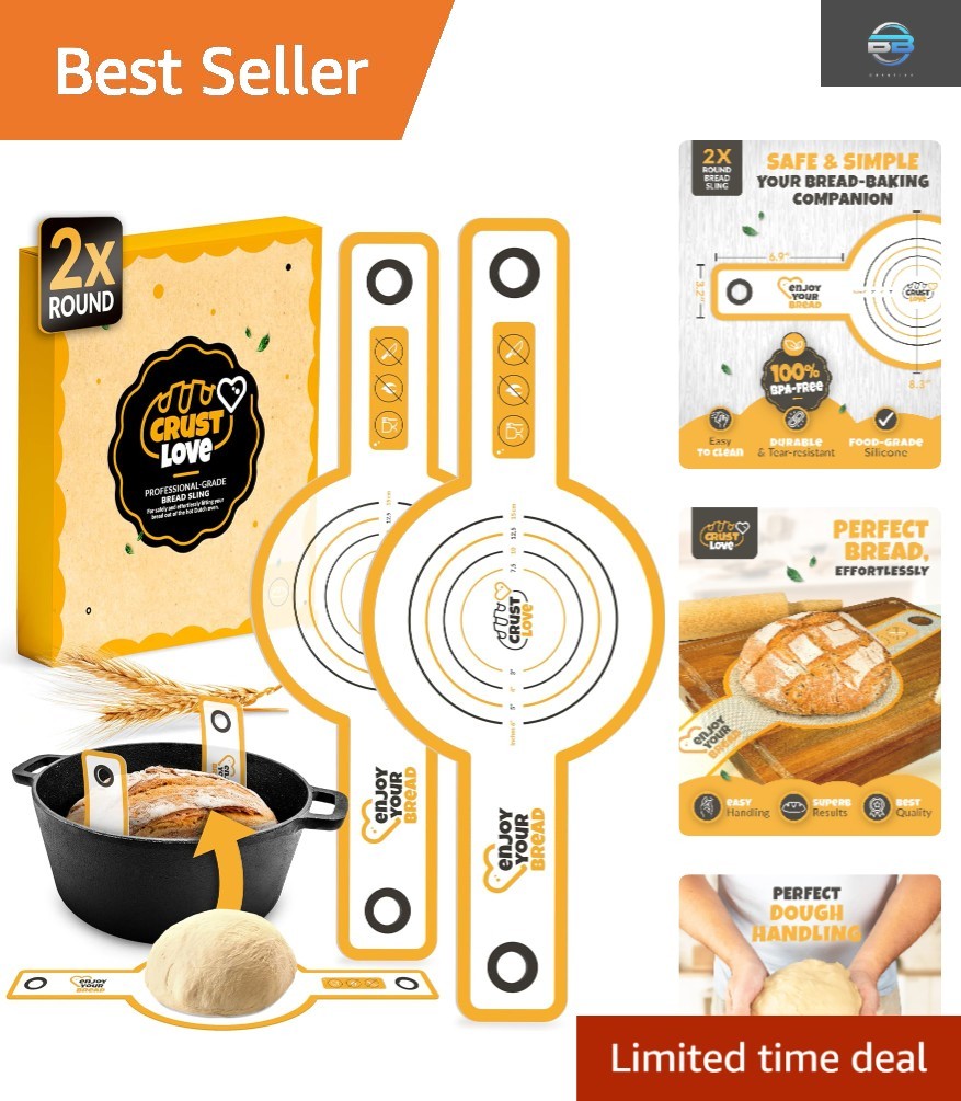 CRUSTLOVE 2 PCS Sourdough 2 Round Bread Sling Silicone,