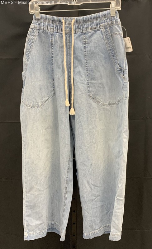 We The Free Women's Piece of Cake Pants Light Blue Cotton Elastic Waist NWT Sz M
