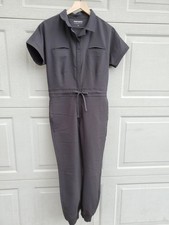Mandala Scrubs Women's Size XS Black Collared Drawstring Utility Jogger Jumpsuit