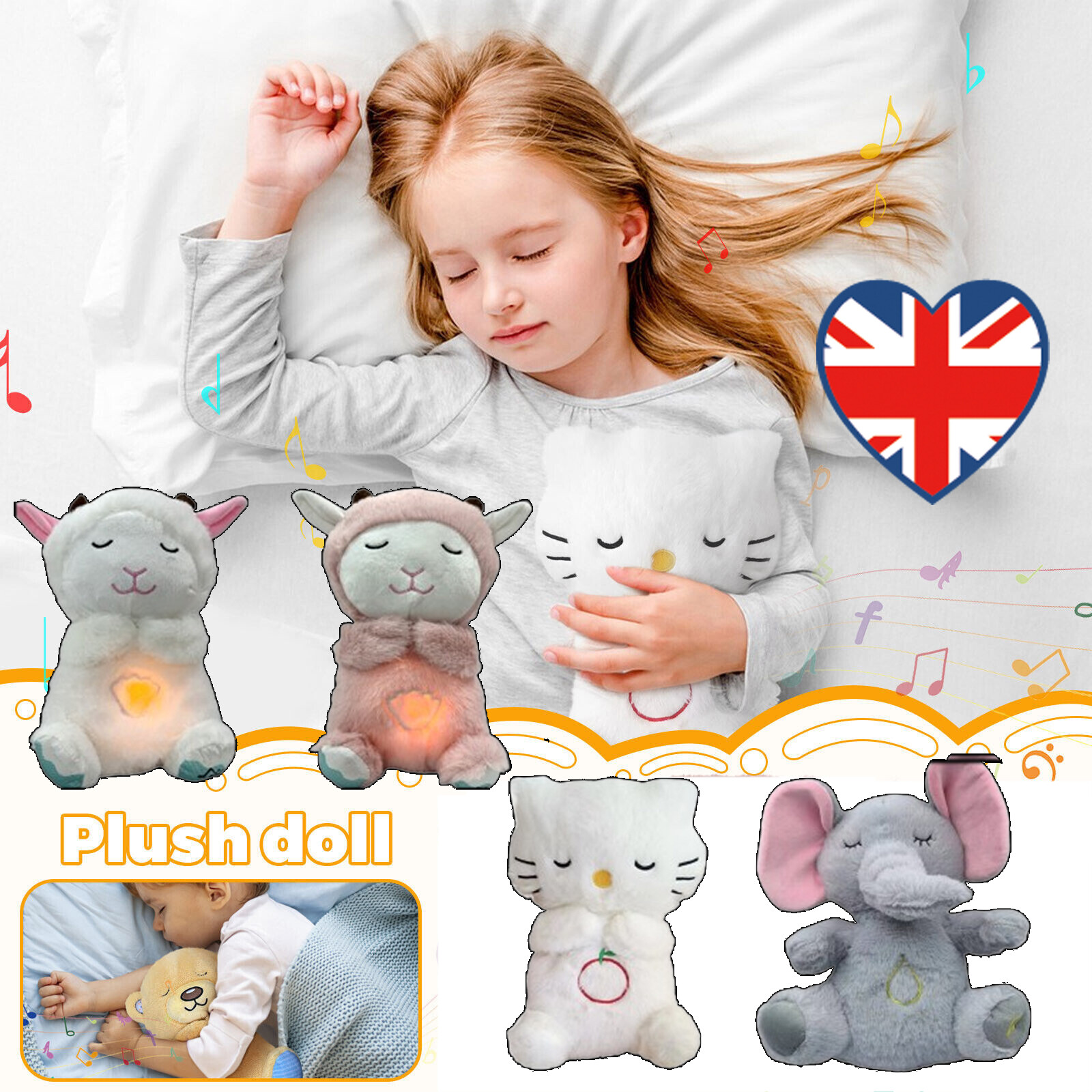 with Breathing Movement Soothing Sleeping Otter Toy Musical Stuffed