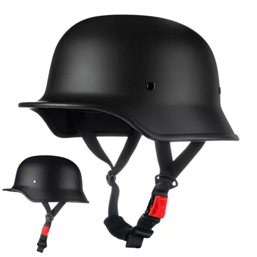 Caschi Moto Mezzo Teschio Tedesco Cappellino Adulto Scooter Chopper Motociclista Casco DOT - Foto 10 di 17