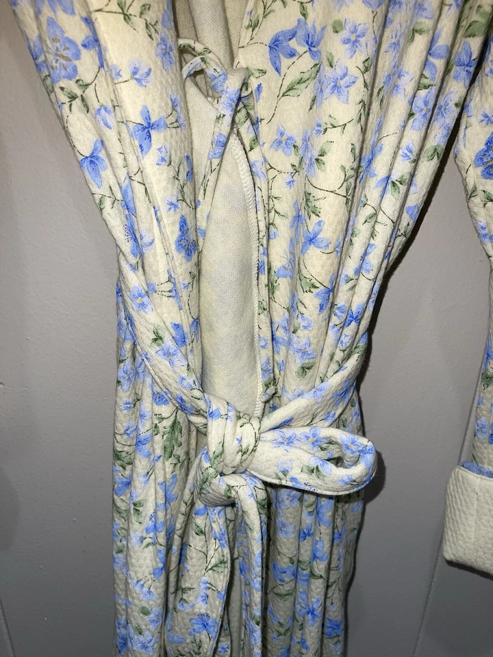 Bata Charter Club Intimates talla XL para mujer amarillo pálido azul flores Foto 4 de 4