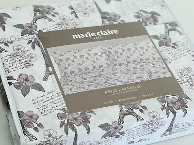 MARIE CLAIRE PARIS ULTRA SOFT WRINKLE RESISTANT 4-PC PRINTED TWIN SHEET SET  SALE