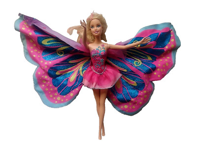 Mattel Barbie Fairy-tastic princess doll butterfly wings transformation skirt