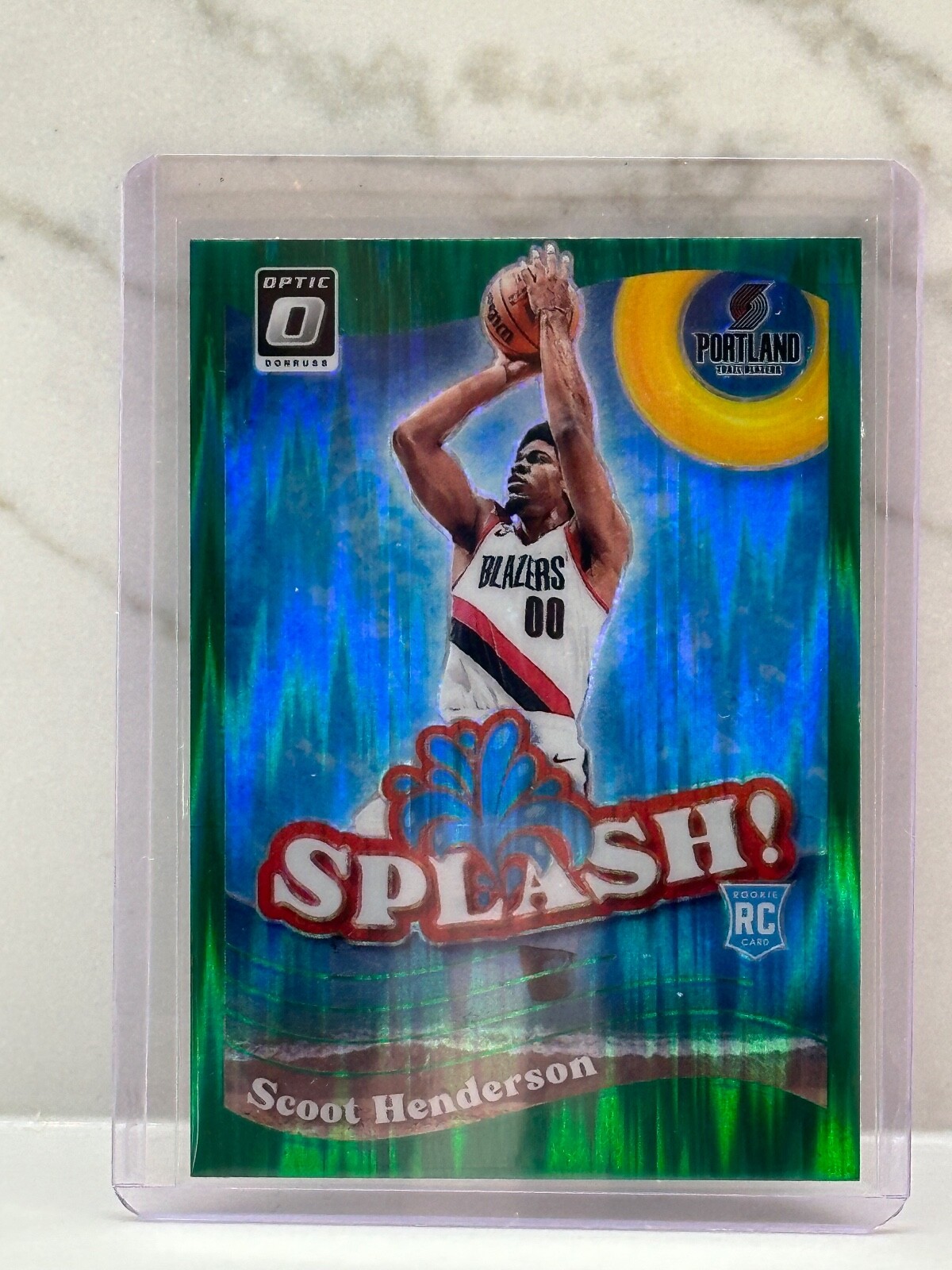 Scoot Henderson 2023-24 Panini Optic Splash! Green Shock SSP RC #15 Portland
