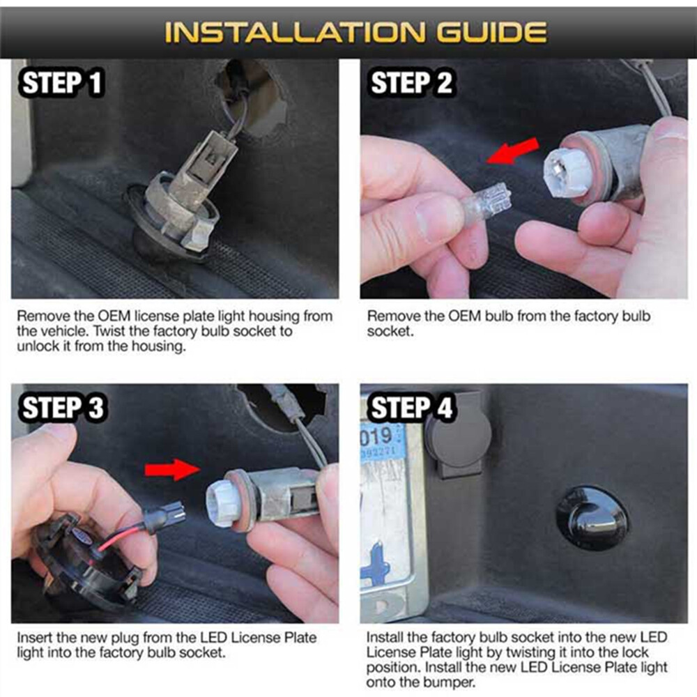 2 Pi&egrave;ces Plaque D'immatriculation Lumi&egrave;re Pour Ford F150 3 SMD Raptor Explorer L