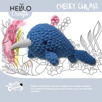 CRS FUR FABRICS Knitting Kit Narwhal Cheeky Chums Blau 32cm 1 Set
