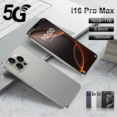 New i16 Pro Max 6.8'' Android Smartphone Unlocked Dual SIM Mobile Phone 2025