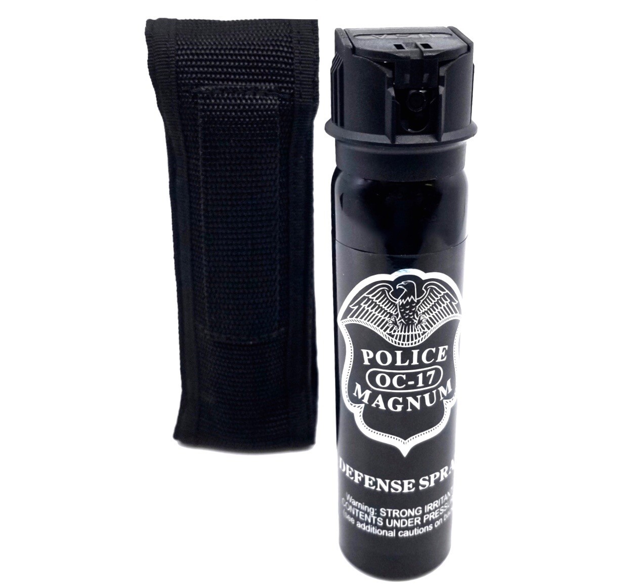 Police Magnum 4oz Flip Top pepper spray Stream Nylon Holster Belt Loop
