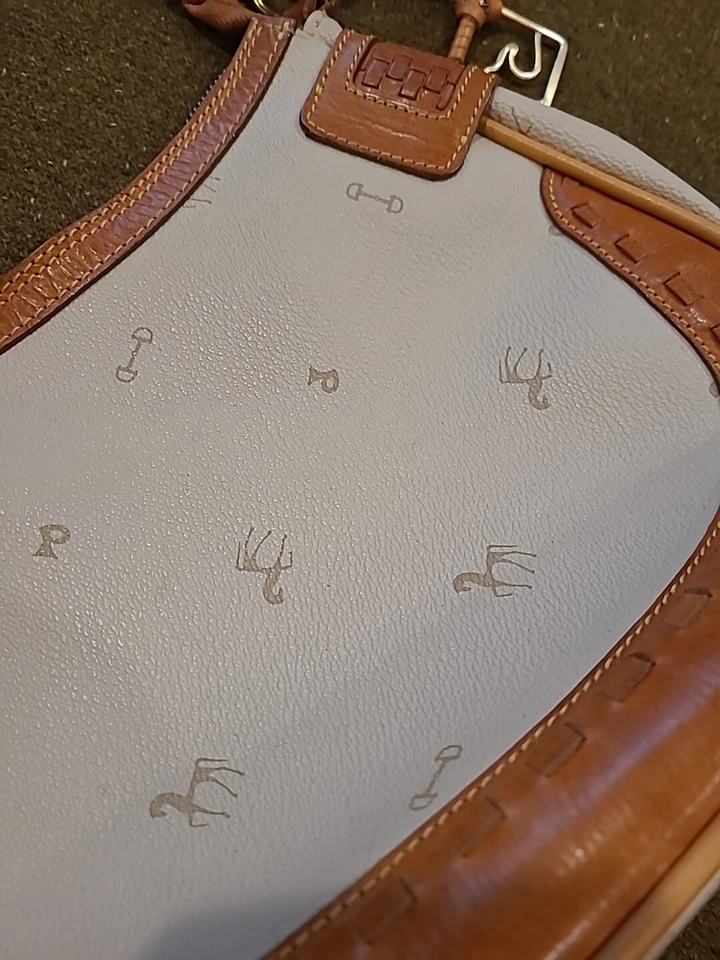 复古 Petusco 真皮葡萄酒马术印花肩手袋 西班牙原样 — 第 2/4 张图片