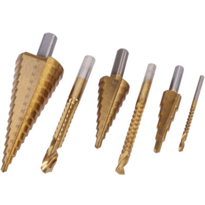 6PCS HSS Step Drill Bit Set Titanium 