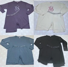 Victoria's Secret Lurex Waist Bike Shorts 3/4 Tee Pajama Lounge Set Shorts & Top