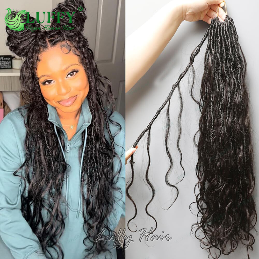 Rizos de cabello humano Boho Locs crochet onda corporal cabello humano sin nudos pre bucles