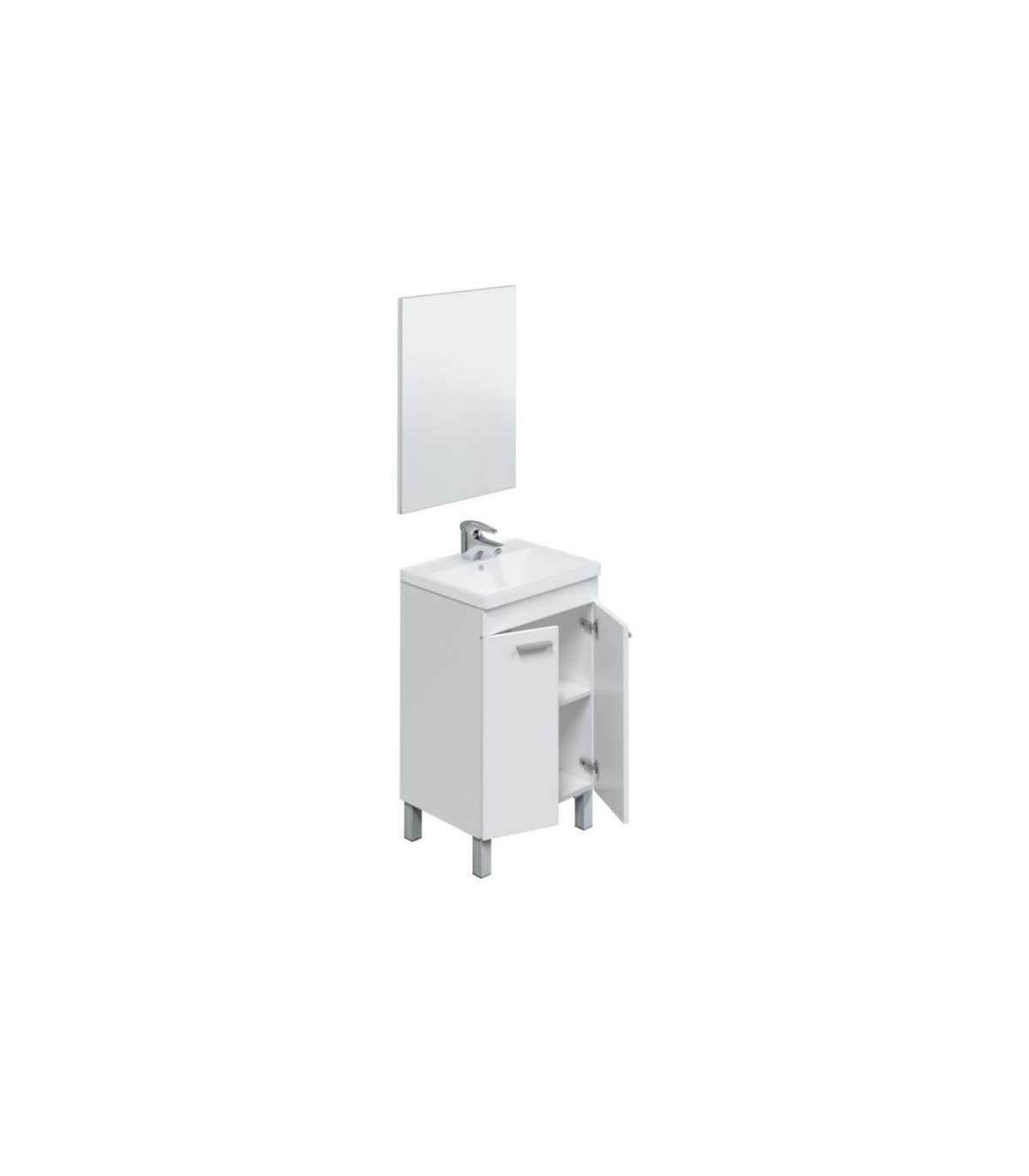 FRS, Mueble lavabo y espejo Konce en acabado blanco 80 cm(alto)50 cm(ancho)40 cm