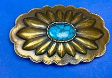 Faux Turquoise Cabochon Stone Small Centerpiece Western Belt Buckle