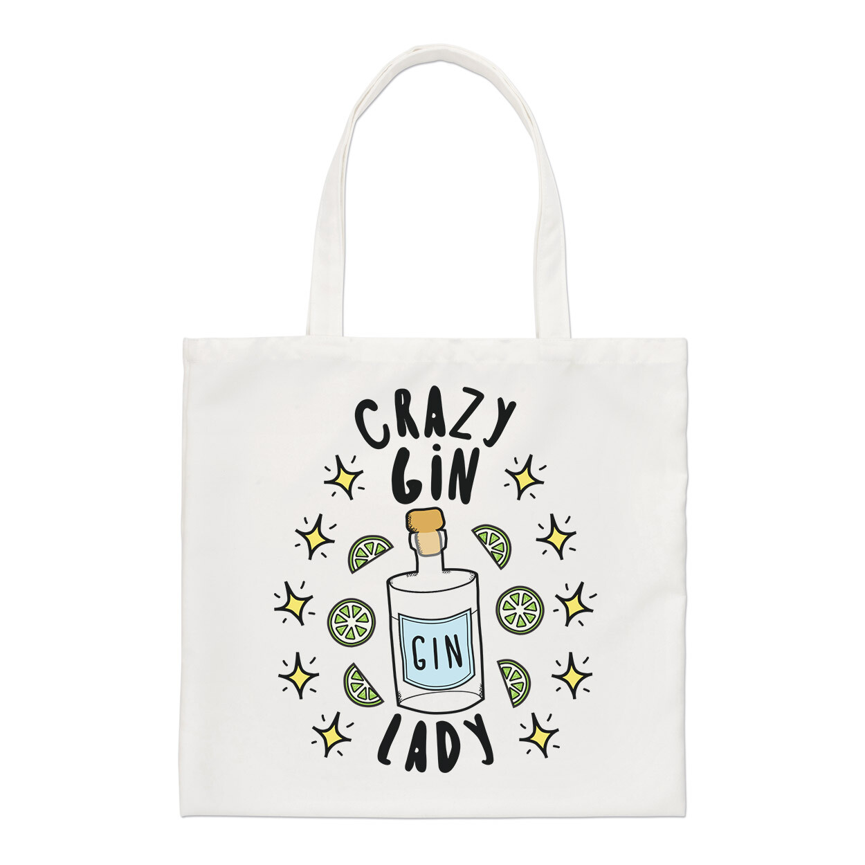 Crazy Gin Lady Stars Regular Tote Bag Funny Joke Drunk Alcohol And Tonic Shopper