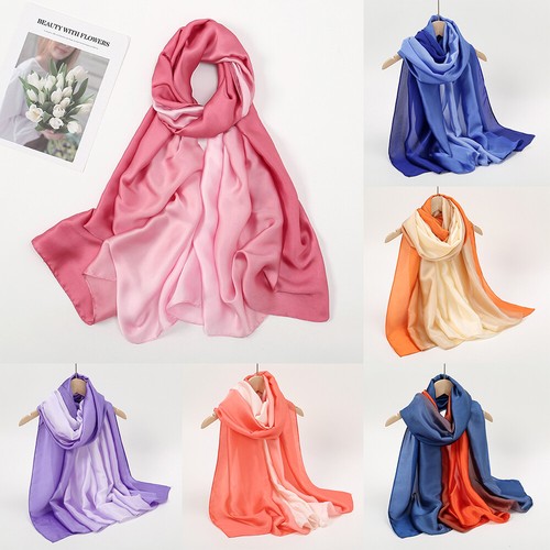 Écharpe En Soie Mousseline Dégradée PARREN - Foulard Mode 50x160cm Pour Femmes
