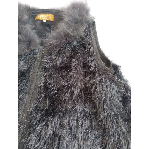 Donna by Donna Vinci Grey Gray Fur Women's Lady's Zip Up Vest W/ Pockets Size XL - Picture 4 of 10