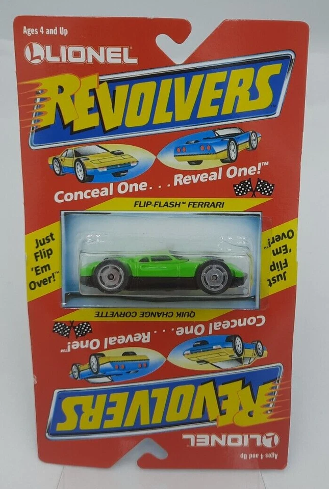 Lionel Revolvers Flip-Flash Ferrari & Quik Change Vette Vintage 1989 NEW - Image 3 of 4