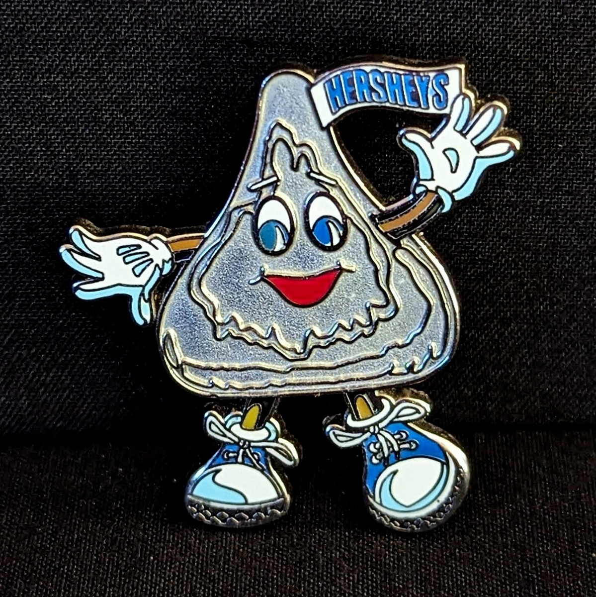 Hershey Kiss Waving Cartoon Mascot Pin