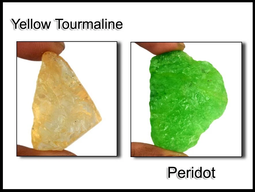 Ebay 230 Ct. Natürlicher Gelber Turmalin & Peridot Edelstein Rohpaar GH751 - Bild 2 von 4