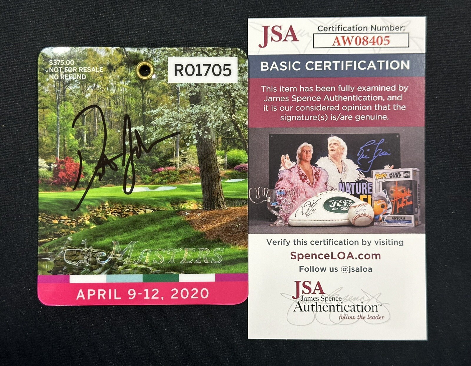 Dustin Johnson Autographed Signed 2020 Masters Badge Ticket Auto Mint ~ JSA COA 