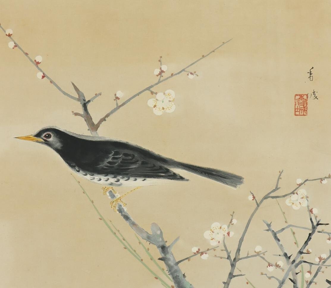 JAPANESE ART PAINTING Bird HANGING SCROLL OLD JAPAN VINTAGE