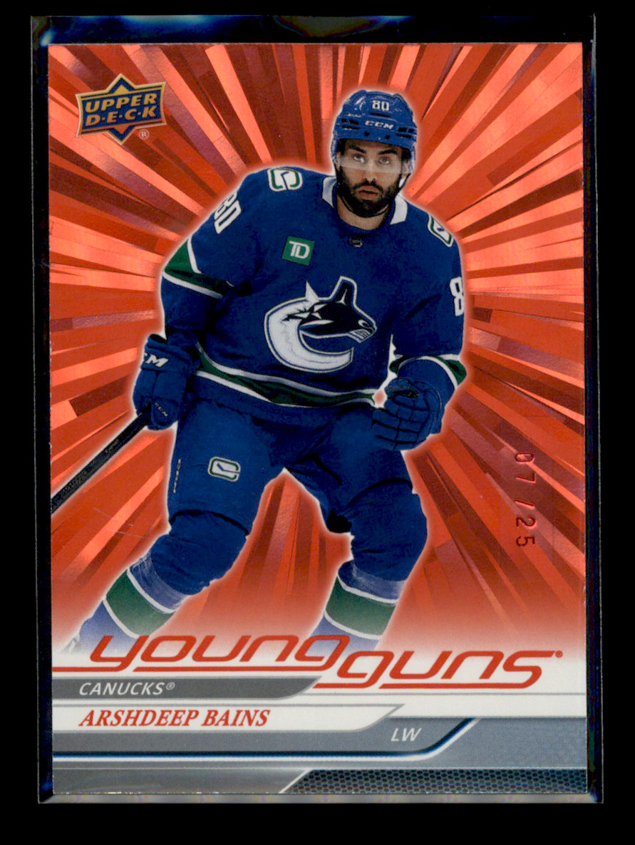 2024-25 Upper Deck Series 1 #231 Arshdeep Bains Young Guns Red Outburst 7/25