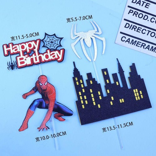 Spiderman Cake Topper 9Pcs Spiderman Birthday Party Cup Cake Decorations - Picture 5 of 5