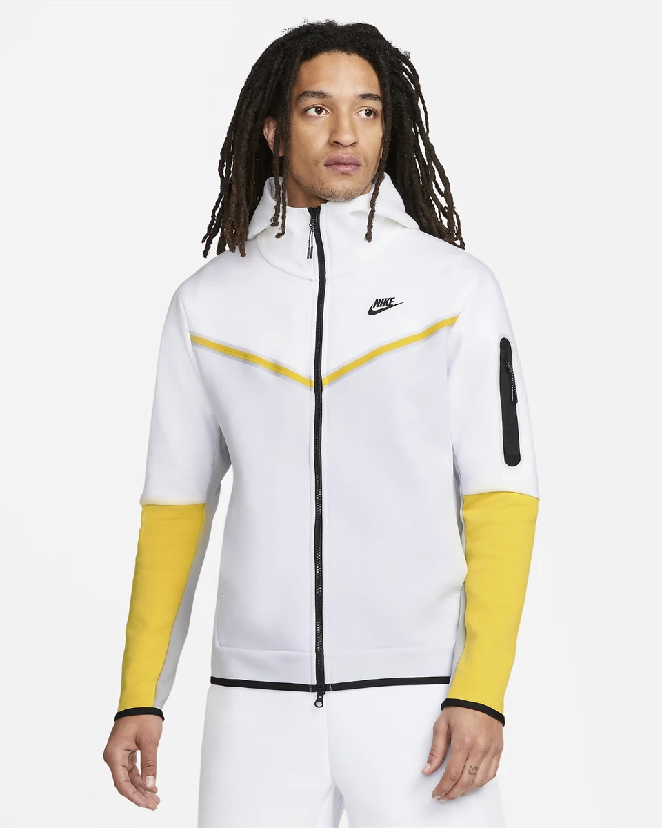 Nike Sportswear Tech Fleece CU4489-102 White Yellow Full Zip Mens Large | eBay