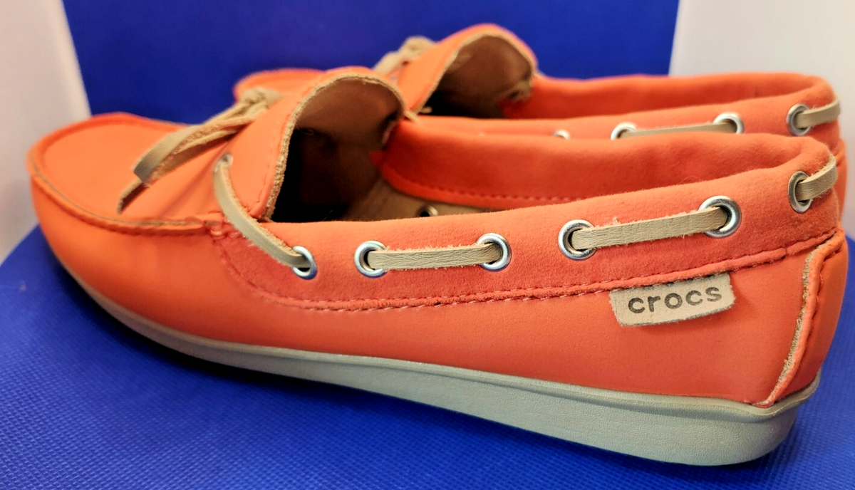 Crocs Womens Wrap ColorLite Loafer Shoes, Tangerine/Tumbleweed, US