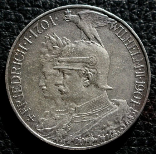 1901 GERMANY KINGDOM of PRUSSIA - 5 MARK .900 SILVER - King William II