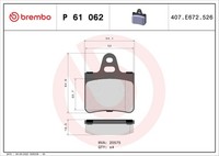 Bremsbelagsatz, Scheibenbremse P 61 062 Brembo FüR CitroËN