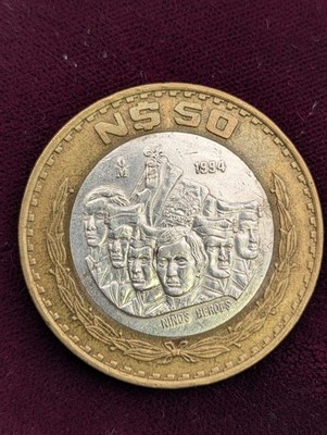 1994 Mexico N$50 Nuevos Pesos Niños Héroes Bi-Metallic Mexican Coin Jd33
