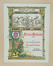 Wundersch&ouml;ne Ehren Urkunde im Kleingartenbau - Gartenbauverein zu Erfurt 1918