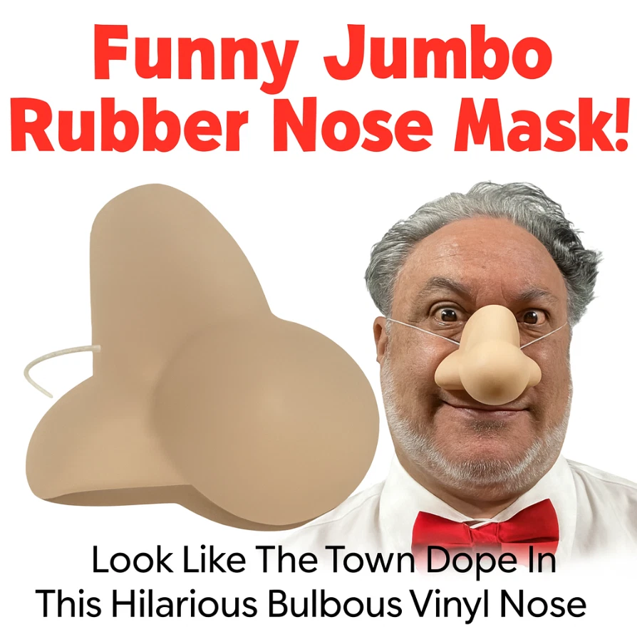 1 Funny JUMBO BULBOUS RUBBER NOSE Mask Jimmy Durante SCHNOZ Costume Cartoon Gag - Image 3 of 4