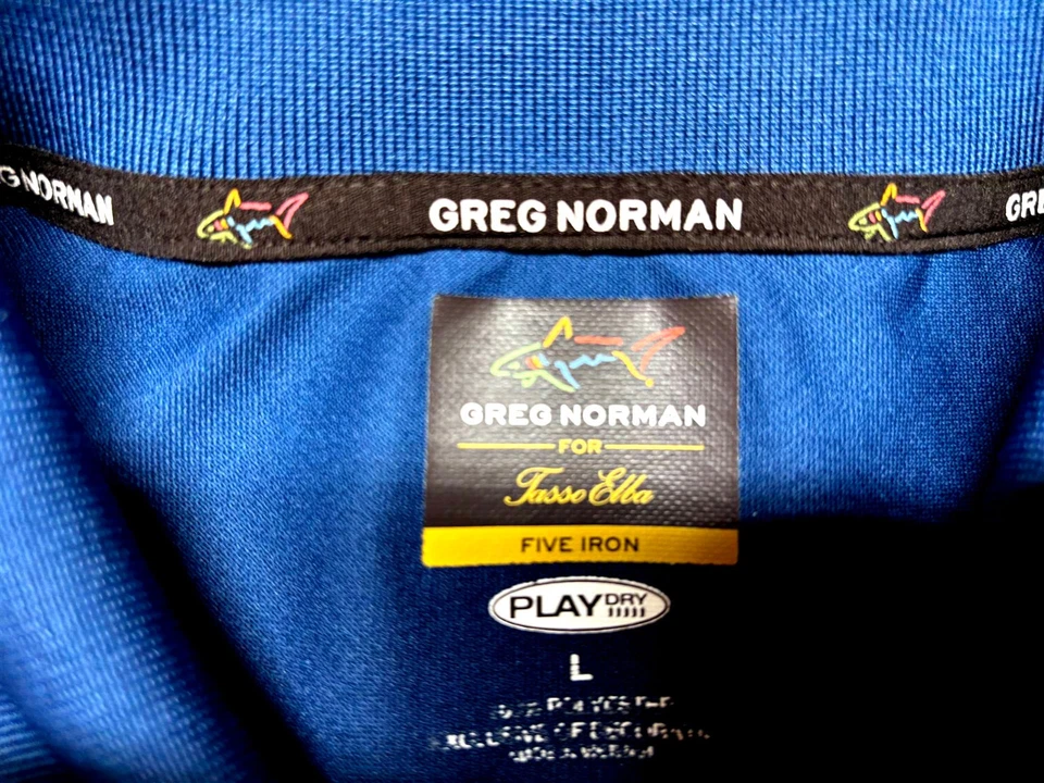 Greg Norman Mens Golf Polo Tasso Elba Knit Short Sleeve Blue Shirt Large L - Image 3 of 3