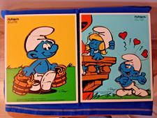 Vintage Playskool Smurf Puzzes - Milkings Done & Romeo Romeo, 1982
