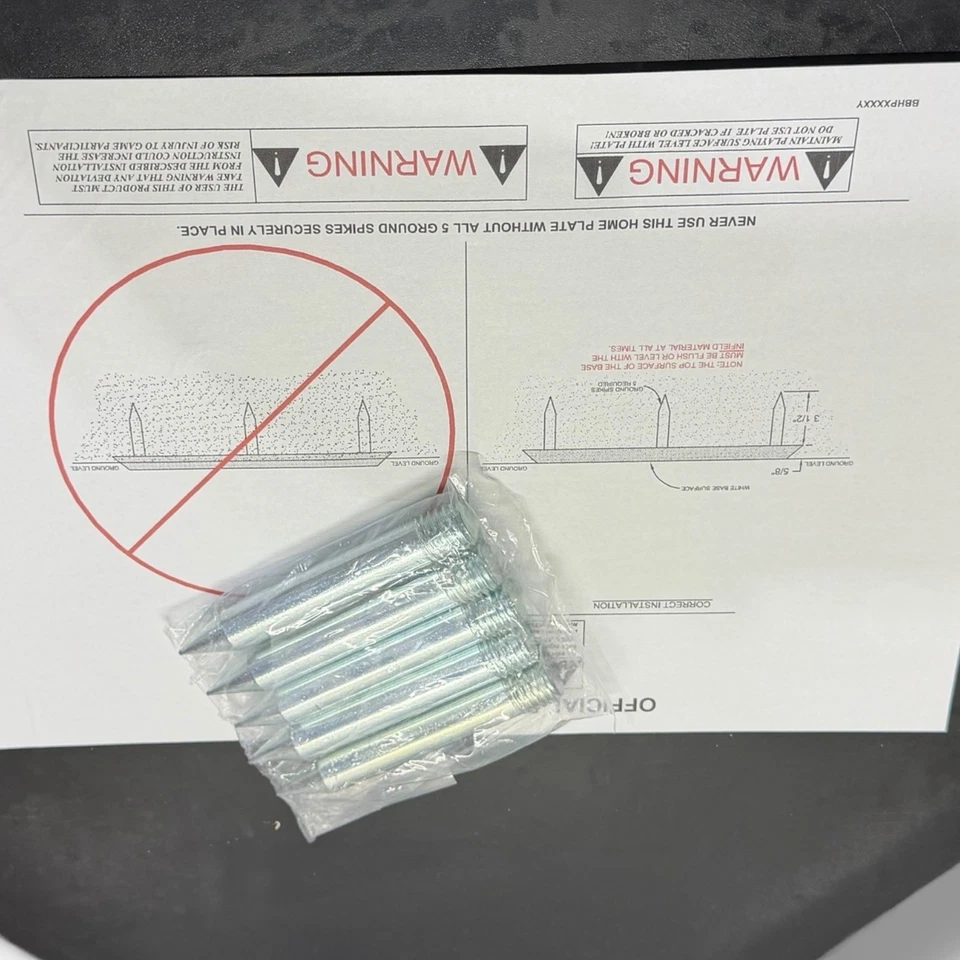 Placa de béisbol profesional talla oficial con clavos blanca/negra NUEVA Foto 2 de 4