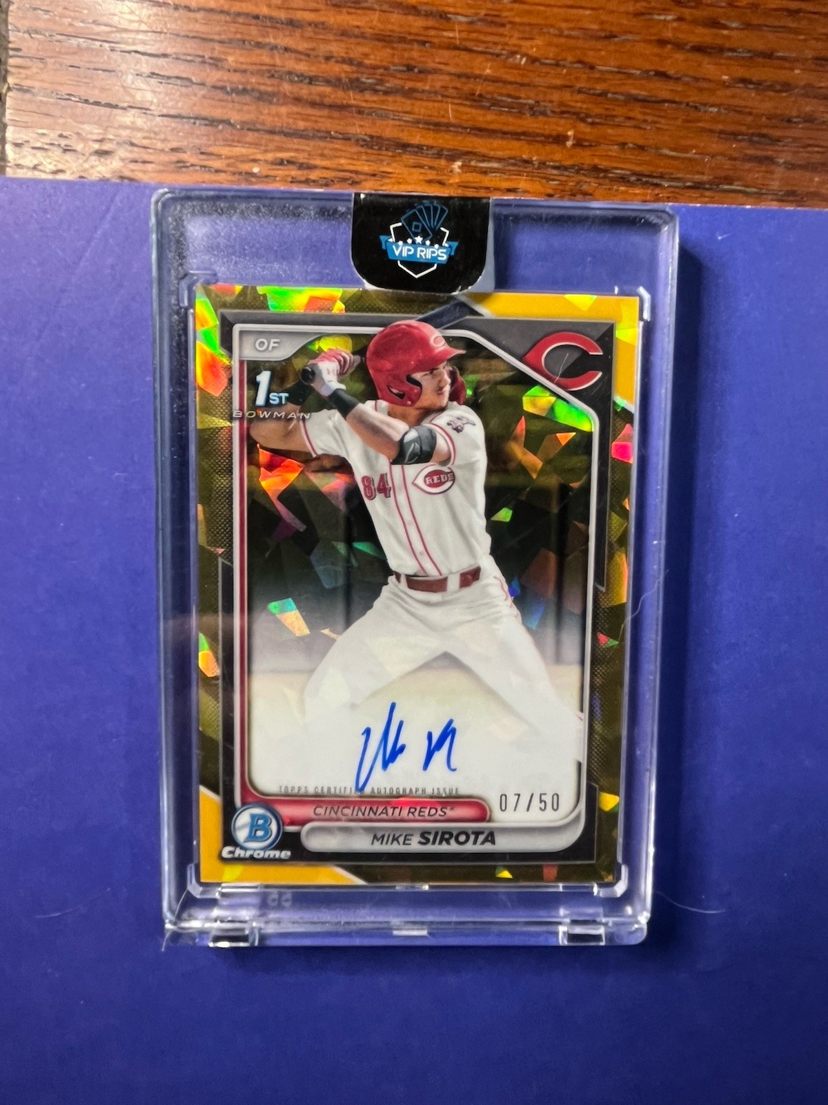 2024 BOWMAN CHROME SAPPHIRE 1ST MIKE SIROTA GOLD AUTO /50 CPA-MS