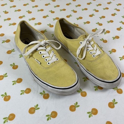VANS Off The Wall Authentic Yellow Black Stripe Skate Shoes Men's Size 10.5