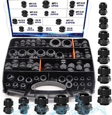 100PCS IP68 Waterproof Cable Gland Kit,Nylon Cable Glands Assortment Adjustab...