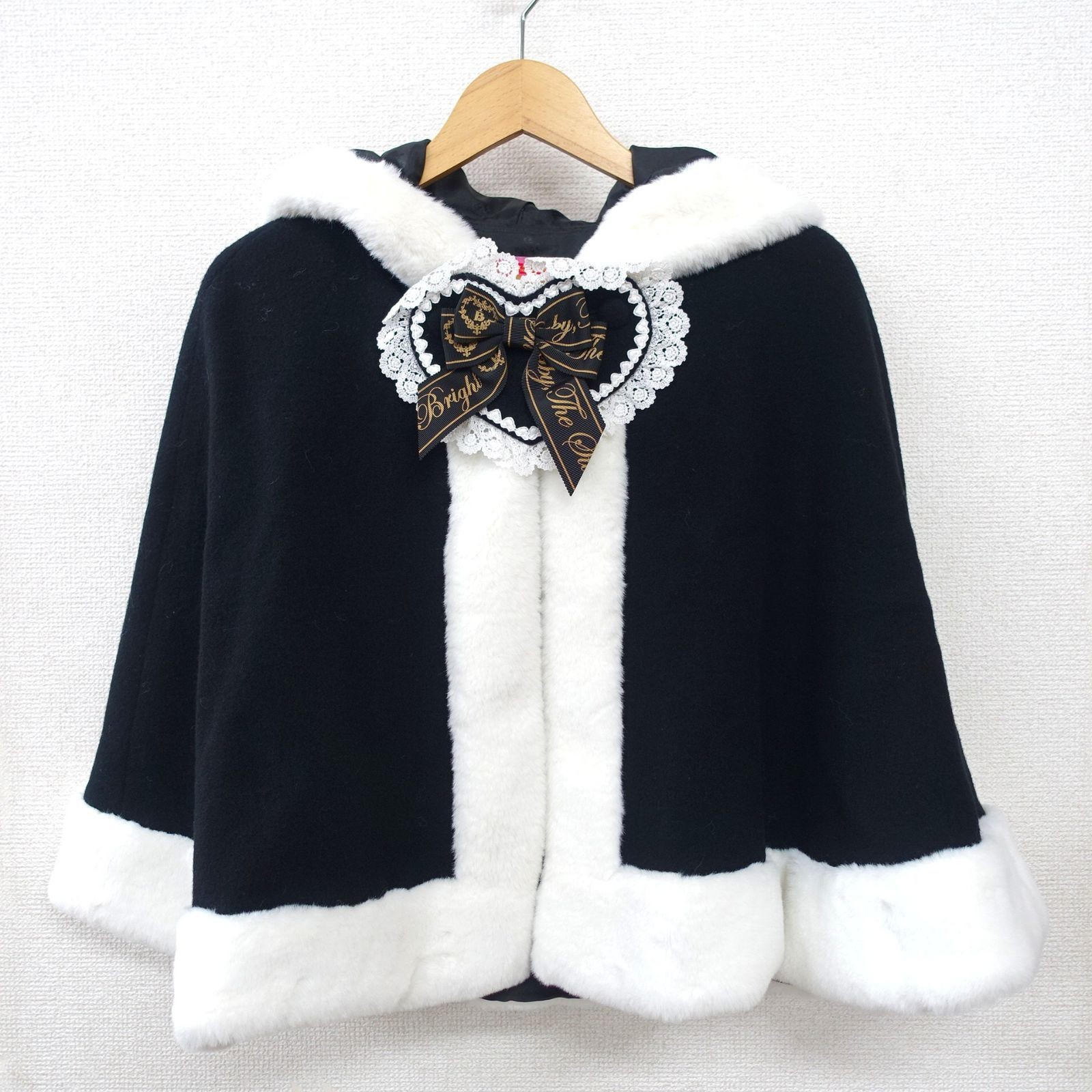 BABY, THE STARS SHINE BRIGHT Rabbit ear fur cape F size Black Baby the Stars