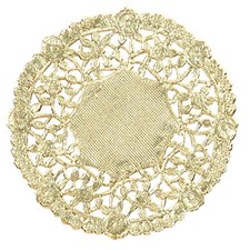 Hygloss Products 8" Gold Foil Round Doilies, Made in USA, 12-Pack
