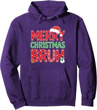 Merry Christmas Bruh Funny Retro Santa Unisex Hooded Sweatshirt