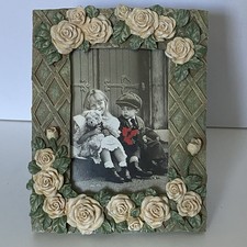 Picture Frame Roses Cottage-core Resin 3D Floral Ornate Victorian 3 X 5 Photo