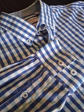 Nick Graham Everywhere-Size LG-Stretch-Modern Fit-L/S-Flip Cuff-Blue/White Check