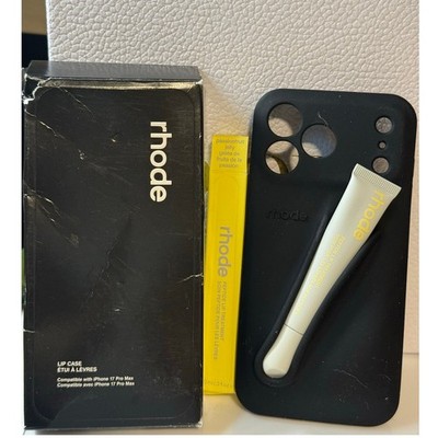 Black Rhode phone case paired w Rhode Peptide Lip Tint in Passionfruit Jelly-NEW