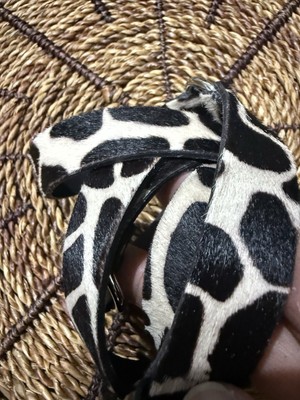 Garuglieri Belt L Black White Leather Fur Giraffe Print  display picture 3