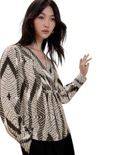 Banana Republic Black Sand Pintuck Blouse Sz S Shirt Boho NEW /TAGS FREE SHIP